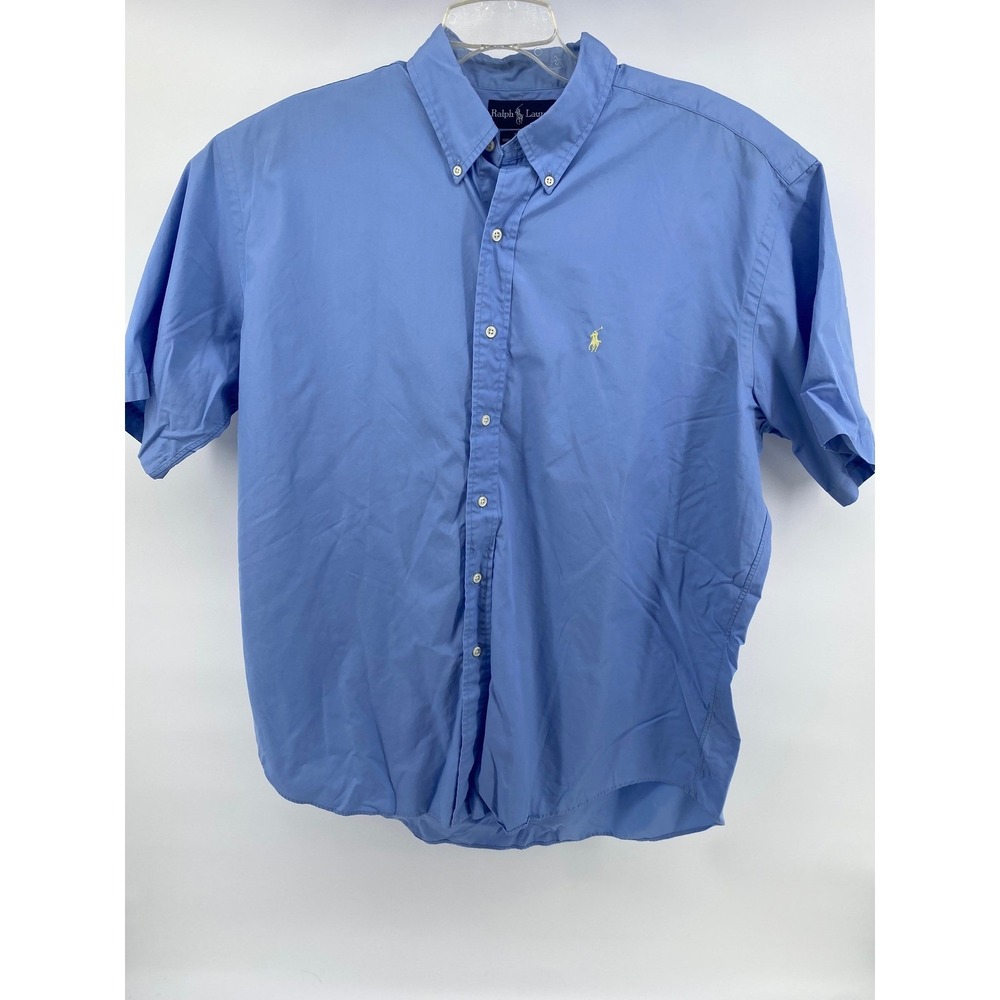 Ralph Lauren Blake Mens XL Blue Short Sleeve Button Down 100% Cotton Shirt - Picture 6 of 9